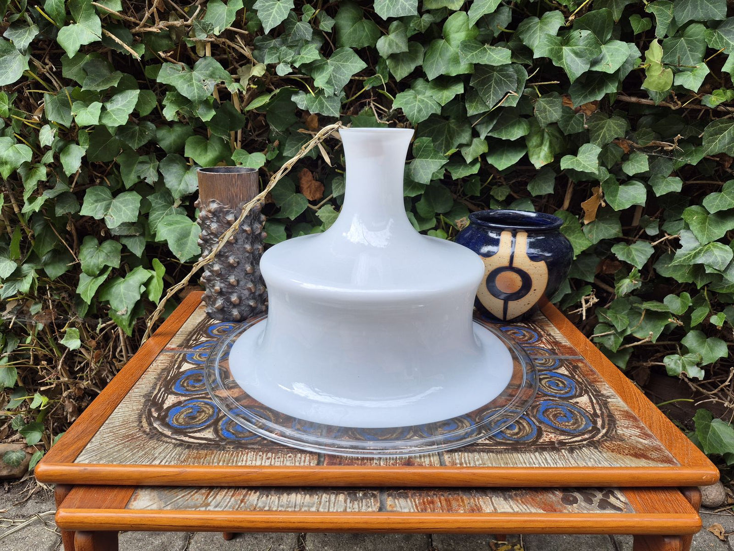 Große Michael Bang für Holmegaard Danmark Sonate M.B Pendel Mid-Century 1970s Michael Bang Design Opalglas Hängelampe – Danish Modern Designklassiker
