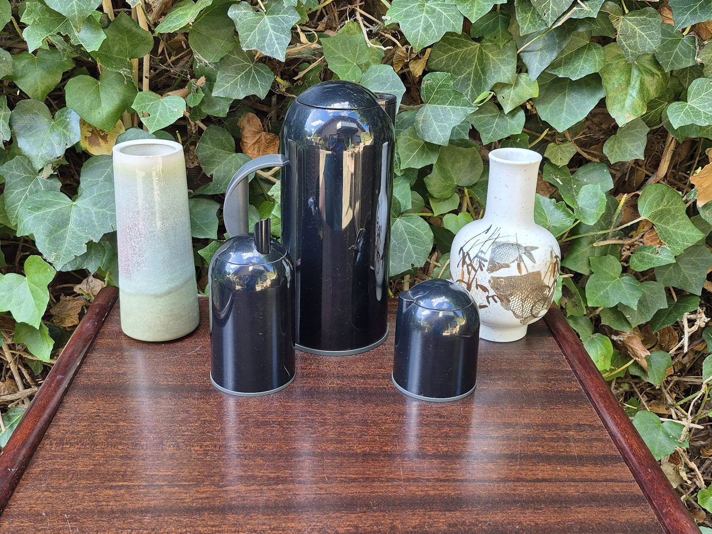 Vintage Rosti Denmark Formula 1 Kaffee oder Tee Set mit Isolierkanne Design Johan Weernink - 1980s MCM Memphis Design