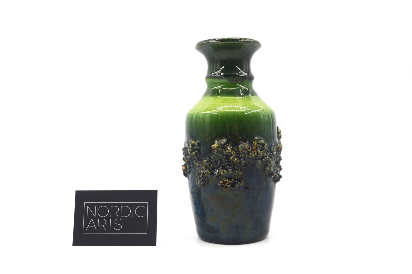 Mid-Century Funi Island Isländische grüne Fat-Lava Studiokeramik Vase 1970s Vintage Fat-Lava Design handgearbeitete isländische Kunstkeramik