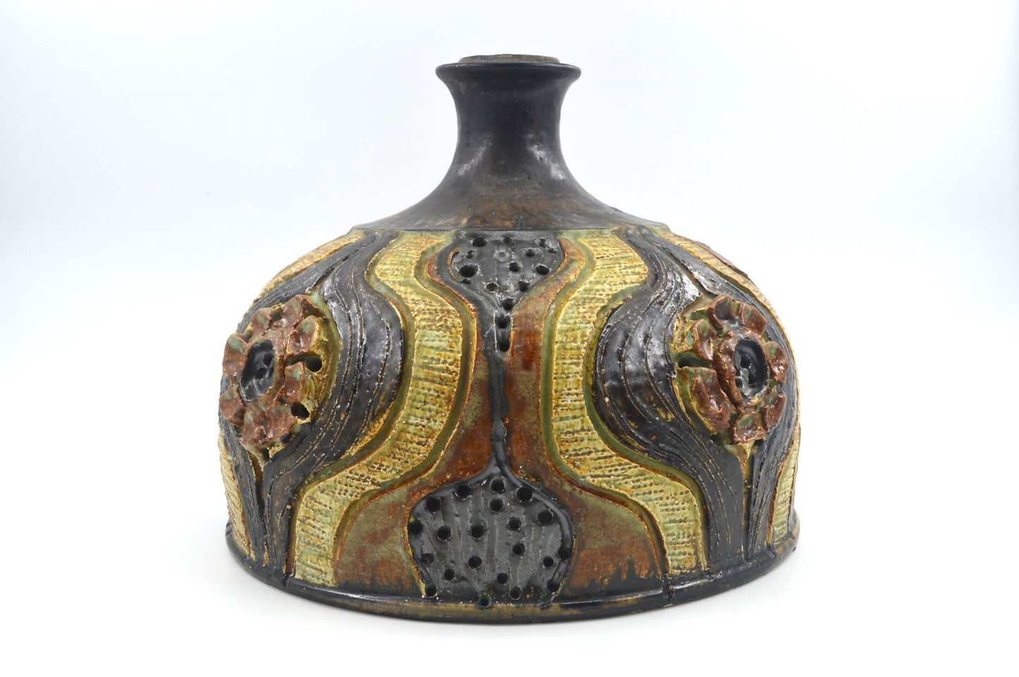 Dänische Brutalistische Mid-Century Modern Jette Hellerøe Studiokeramik Hängelampe 1970er Brutalismus Danish Design - zeitgenössische dänische Kunstkeramik