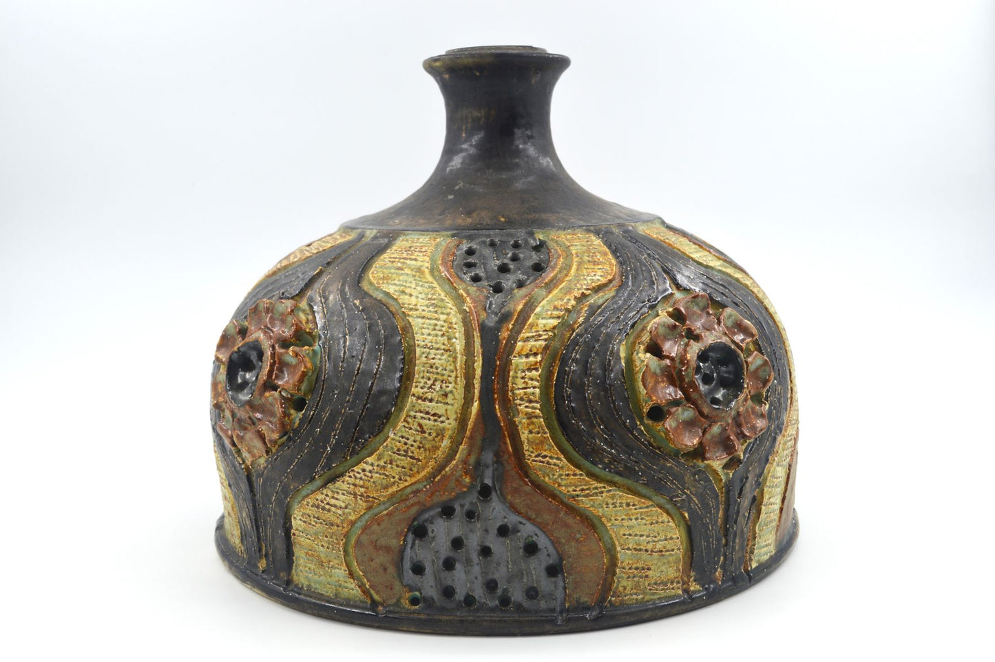Dänische Brutalistische Mid-Century Modern Jette Hellerøe Studiokeramik Hängelampe 1970er Brutalismus Danish Design - zeitgenössische dänische Kunstkeramik