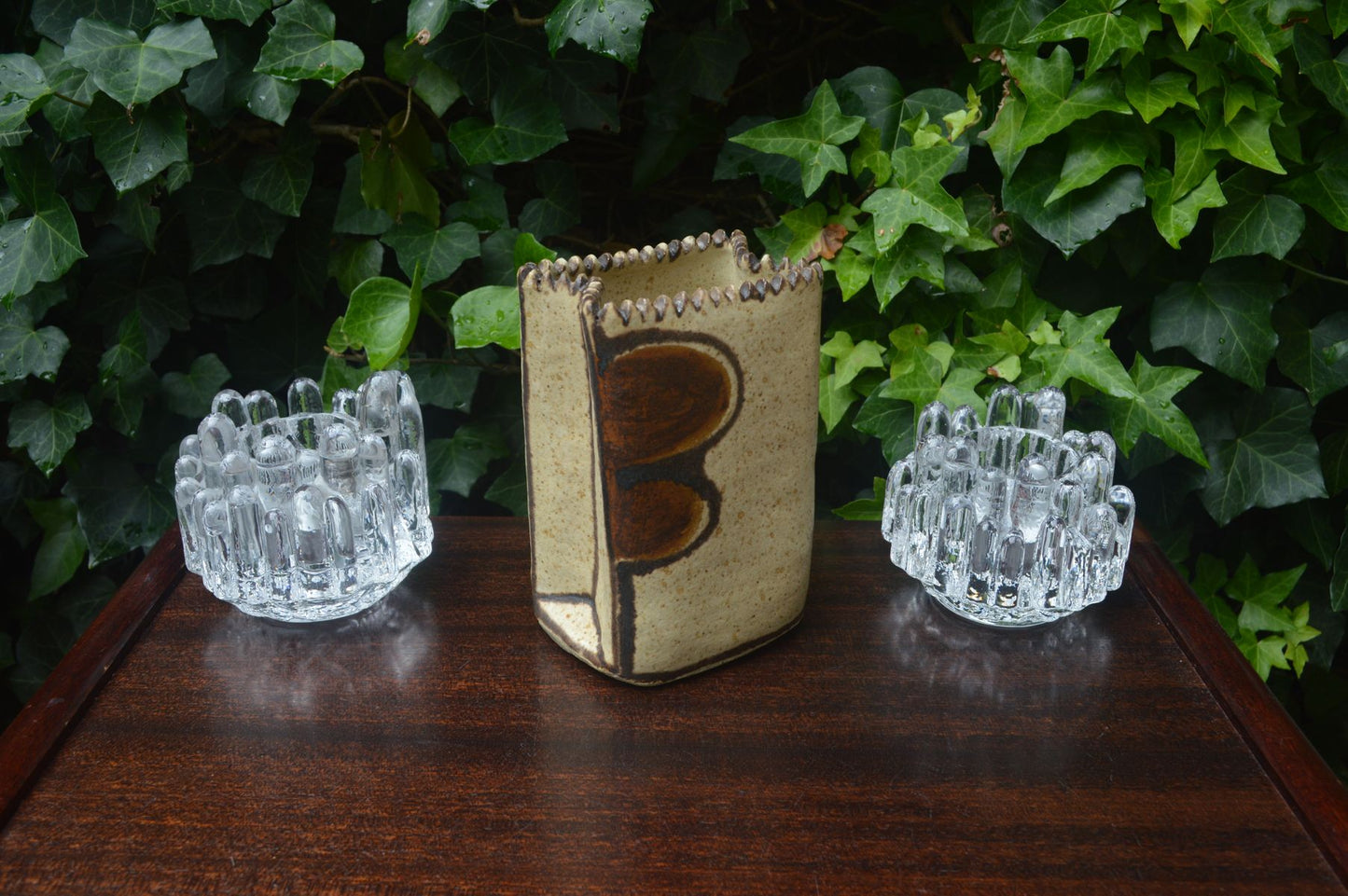 Mid-Century Bente Jessen Denmark Studiokeramik Vase 1970s abstrakte moderne dänische Kunstkeramik