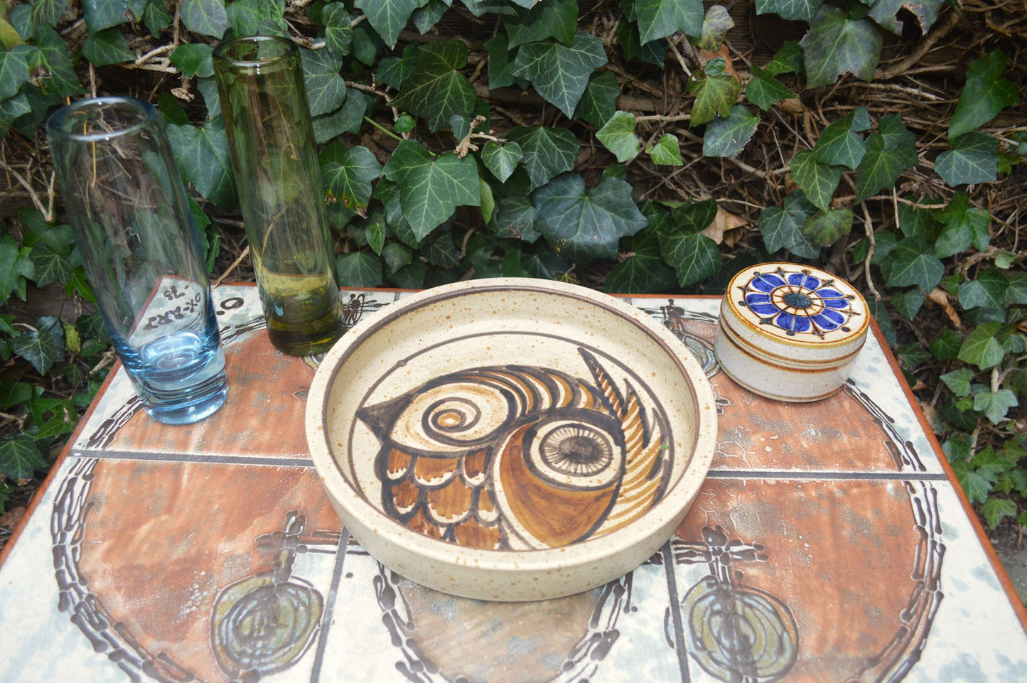 Mid-Century Bente Jessen Denmark Studiokeramik Schale 1970s abstrakte Kunstkeramik