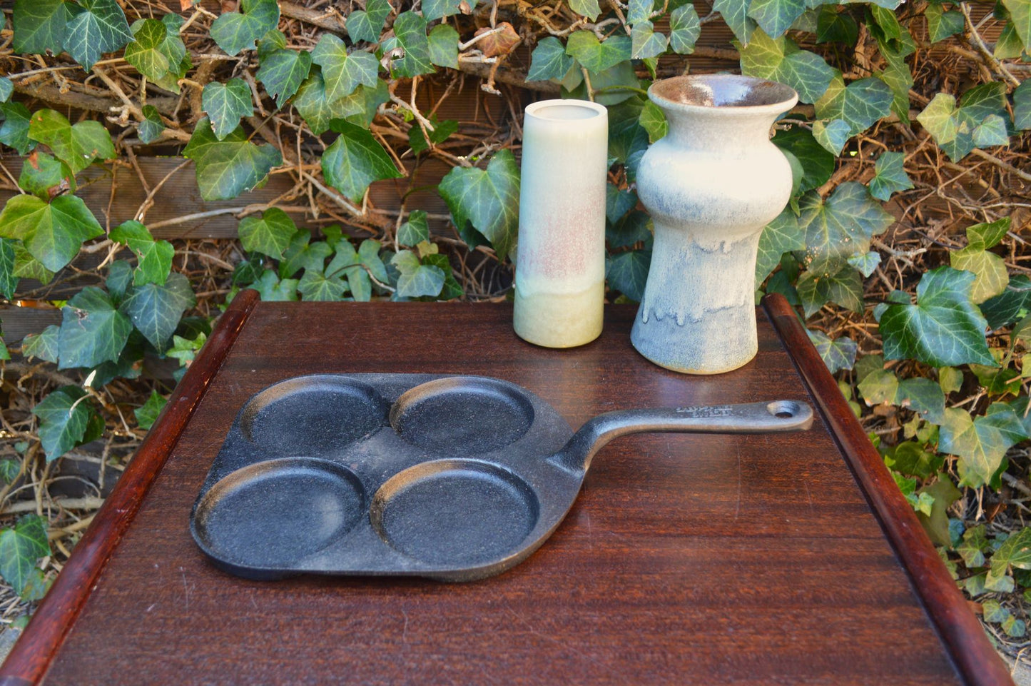 Vintage 1970s Skeppshult Sweden Gusseisen Eier Pfanne / Pfannkuchenpfanne Schwedisches Mid-Century Design Kochgeschirr Designklassiker