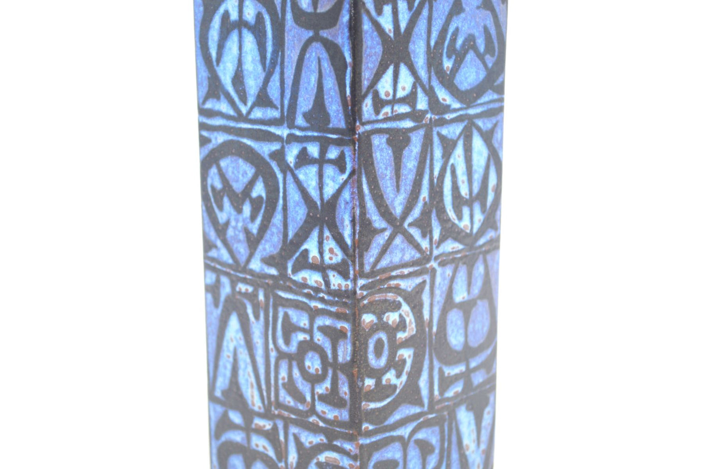 Vintage Royal Copenhagen Nils Thorsson Baca Fajance Vase 704/3259 im seltenen blau-schwarzen Design 1970s Mid-Century Danish Modern Design