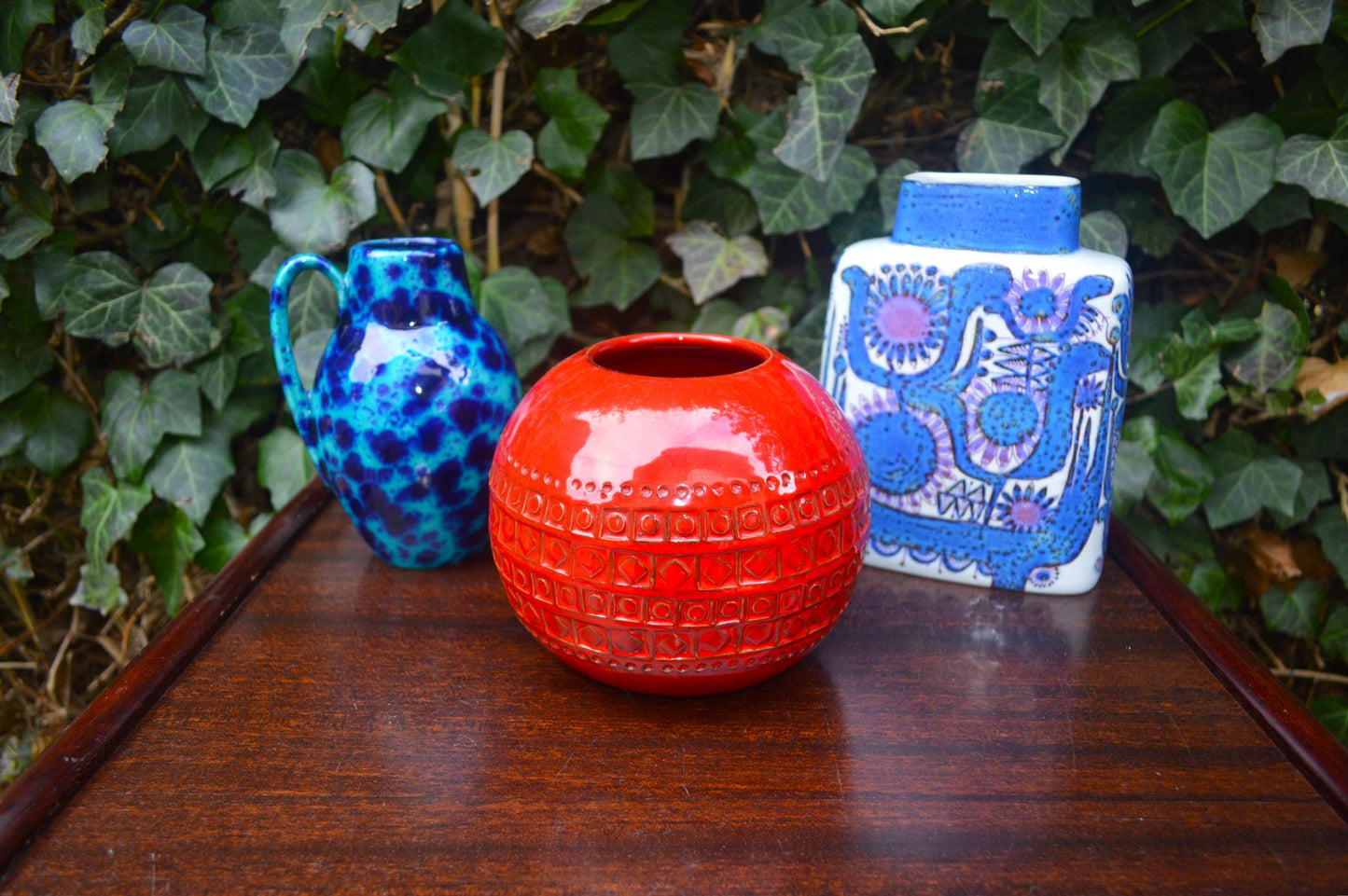 Seltene Vintage Bitossi Keramik Kugel-Vase W101/15 Aldo Londi Rimini Rot Design Mid-Century Modern Design mit roter Glasur - 1960s italienischer MCM Designklassiker