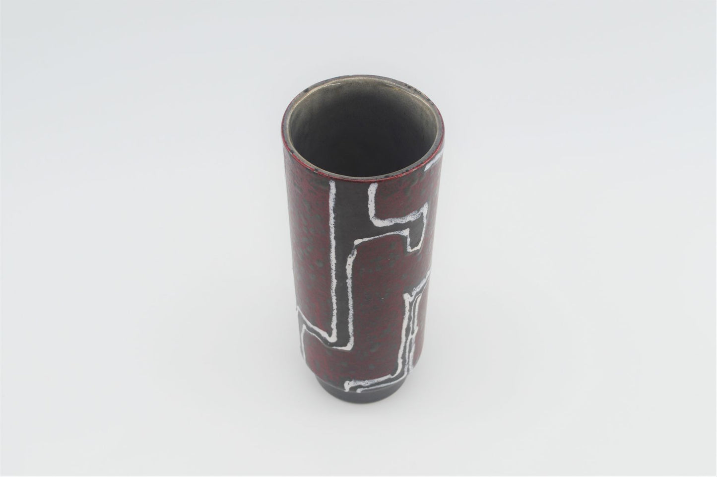 Mid-Century VEB Strehla Keramik Fat-Lava Design Vase 1960s DDR Vintage Studiokeramik ostdeutsche rote Fat-Lava Keramik