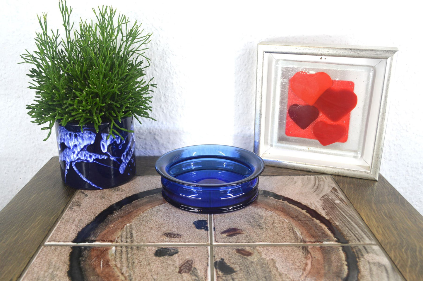 Mid-Century Michael Bang für Holmegaard Danmark Amfora blaue Opalglas Schale 1990s Danish Design