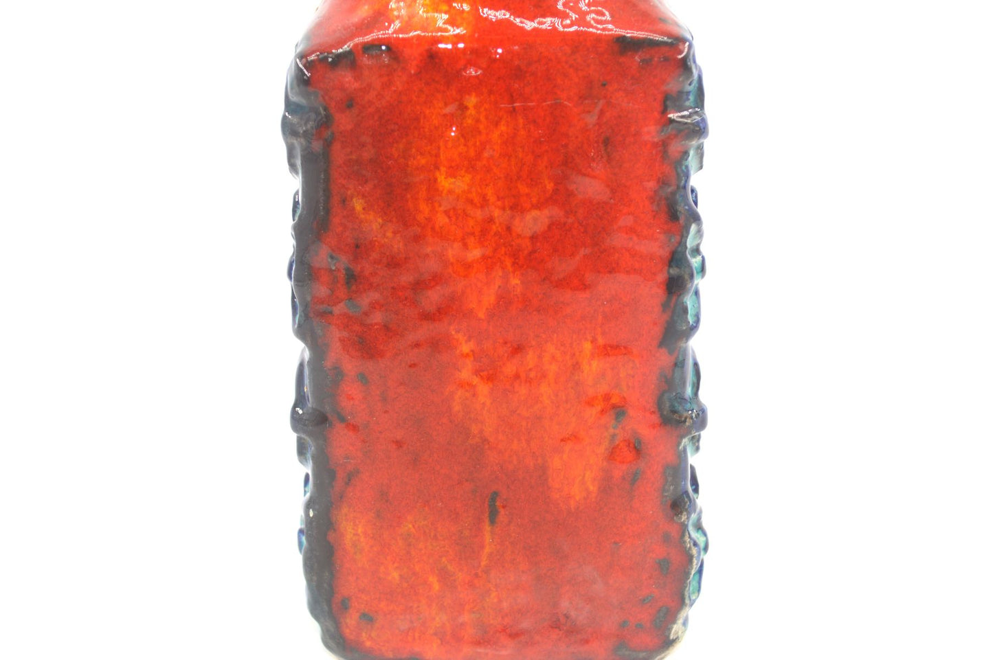 WGP Bay Keramik Fat-Lava Keramik Vase 984-20 Bodo Mans Design 1960s westdeutsches Design rote- und blaue Fat-Lava Glasur Pop-Art Design