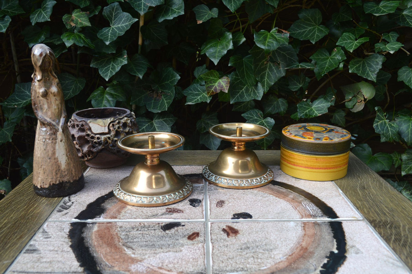 A. Larsen Gørtler Hjørring Danmark Messing Kerzenhalter skulpturales Mid-Century Modern Design 1960s Danish Modern Design Handmade