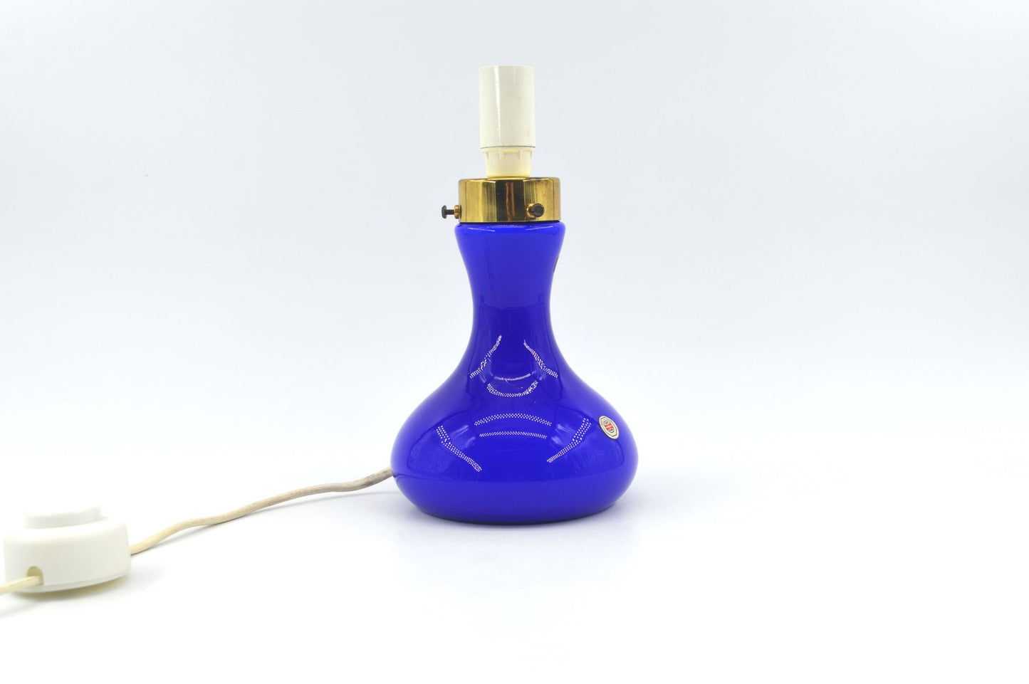 Sehr seltene blaue Odreco Danmark Opalglas Design Lampe 147 Dänemark 1970s Danish Modern Design handgearbeitete Glaskunst Vintage Lampe