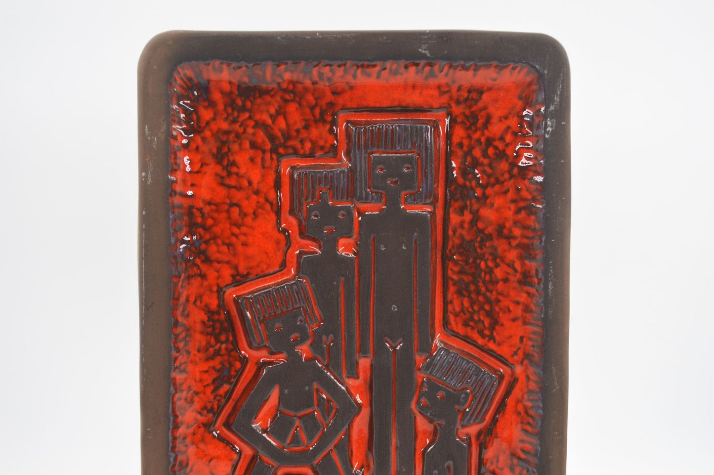 Mid-Century Motala Norrman Keramik Wandbild 1970s zeitgenössische handgefertigte MCM Fat-Lava Keramik - Norwegische Kunstkeramik