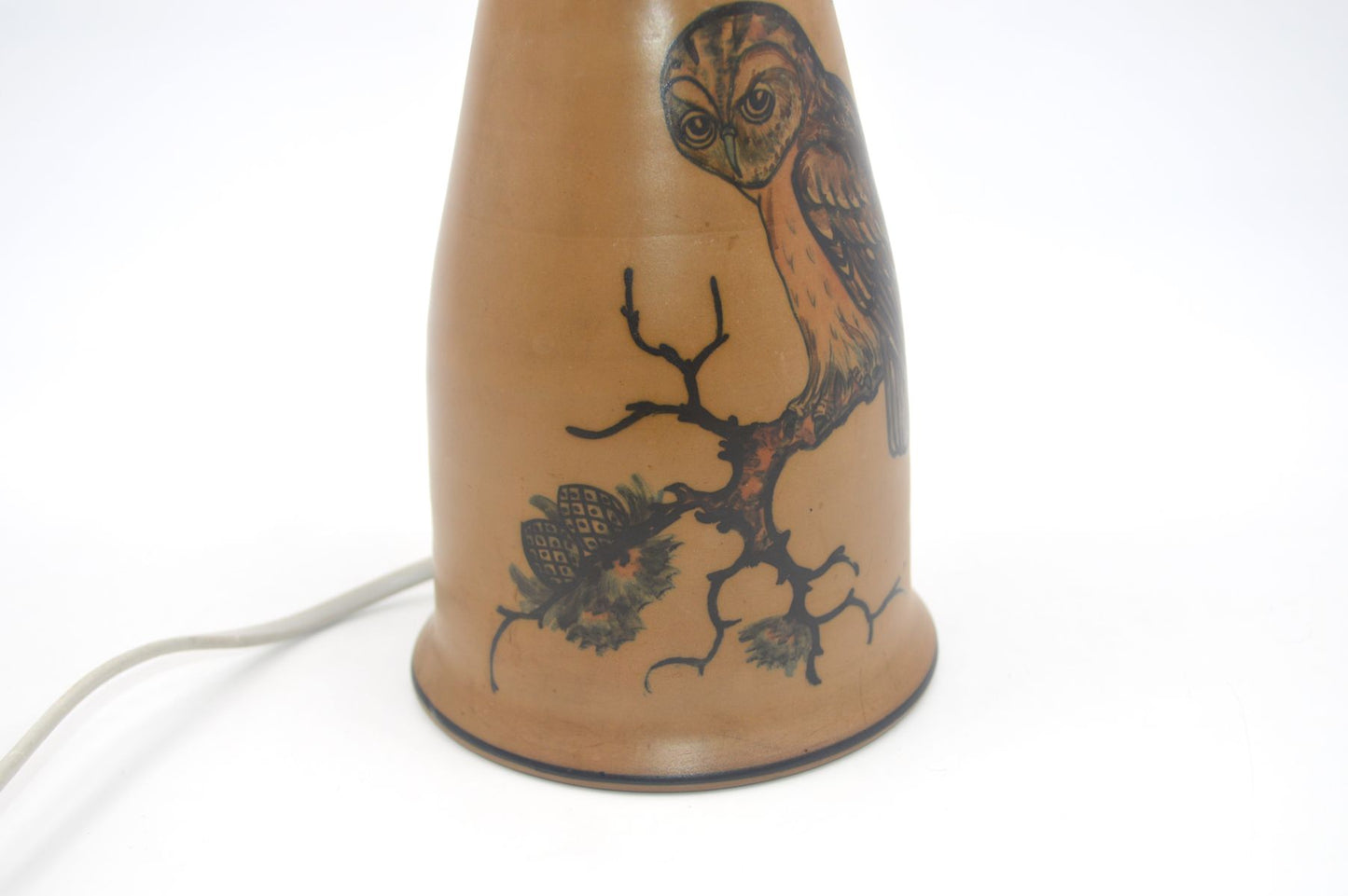 Große Lauritz Hjorth Bornholm Keramik Tischlampe 1930s Jugendstil Keramik mit Eulenmotiv – zeitgenössische skandinavische Skønvirke Design Kunstkeramik Lampe