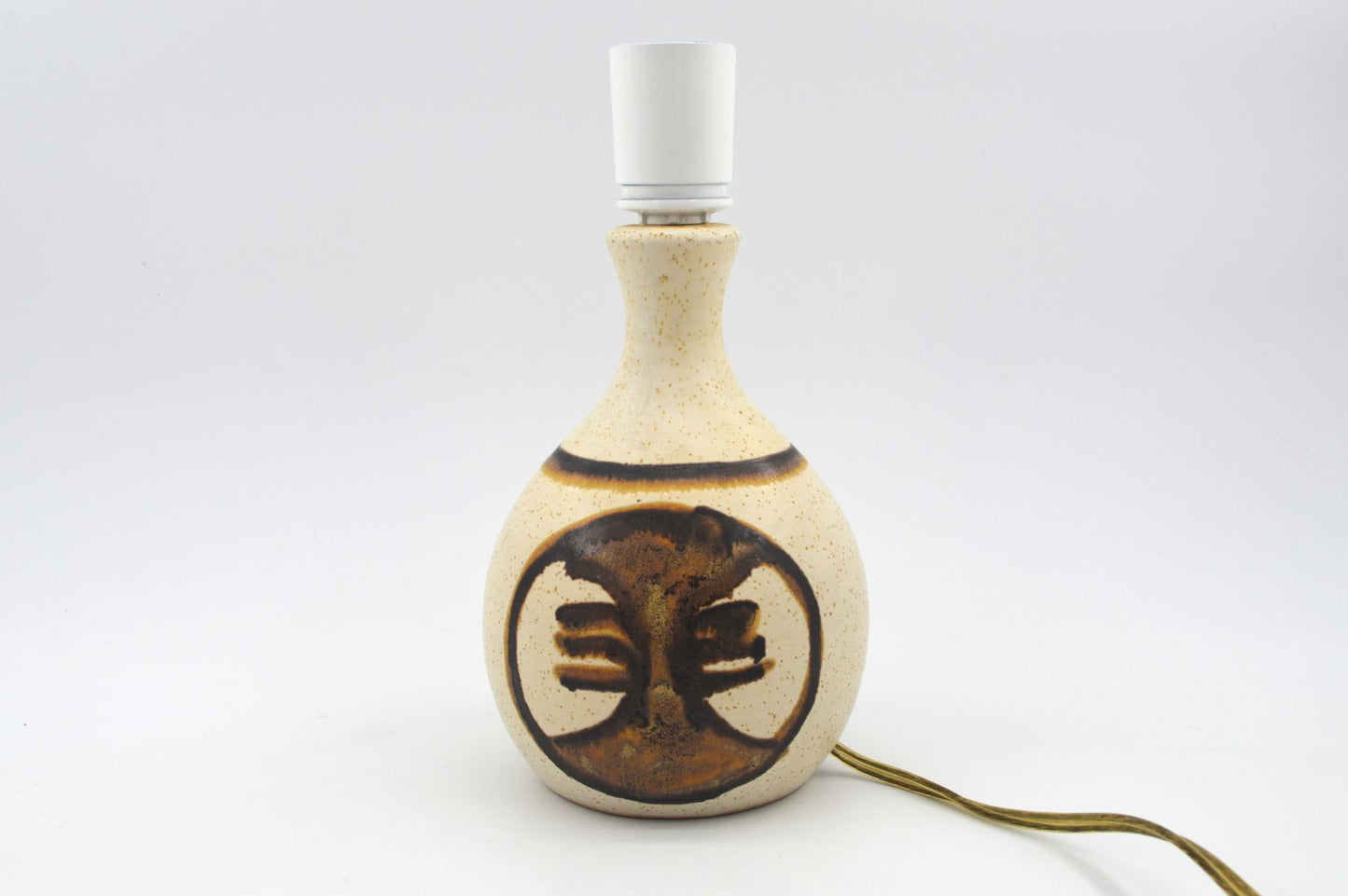 1970s Studiokeramik Tischlampe von der dänischen Künstlerin Bente Jessen Denmark – Unikat Zeitgenössische MCM Kunstkeramik Lampe im modernistischen Design