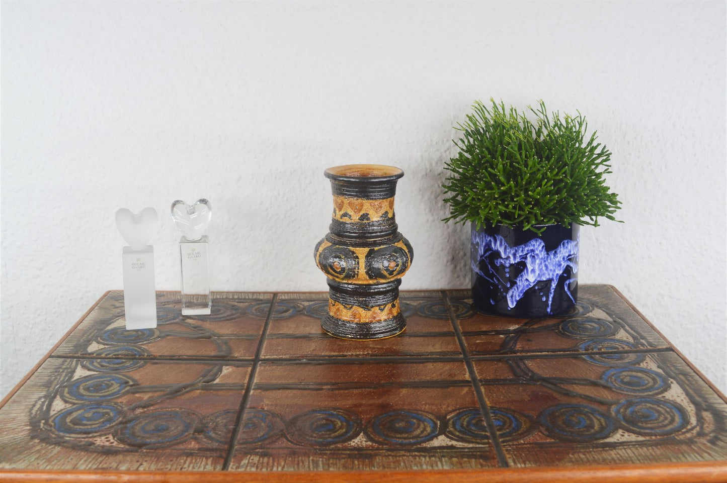 Brutalistische Jette Hellerøe Denmark Studiokeramik Vase 1970s dänische Mid-Century Design ornamentale Kunstkeramik