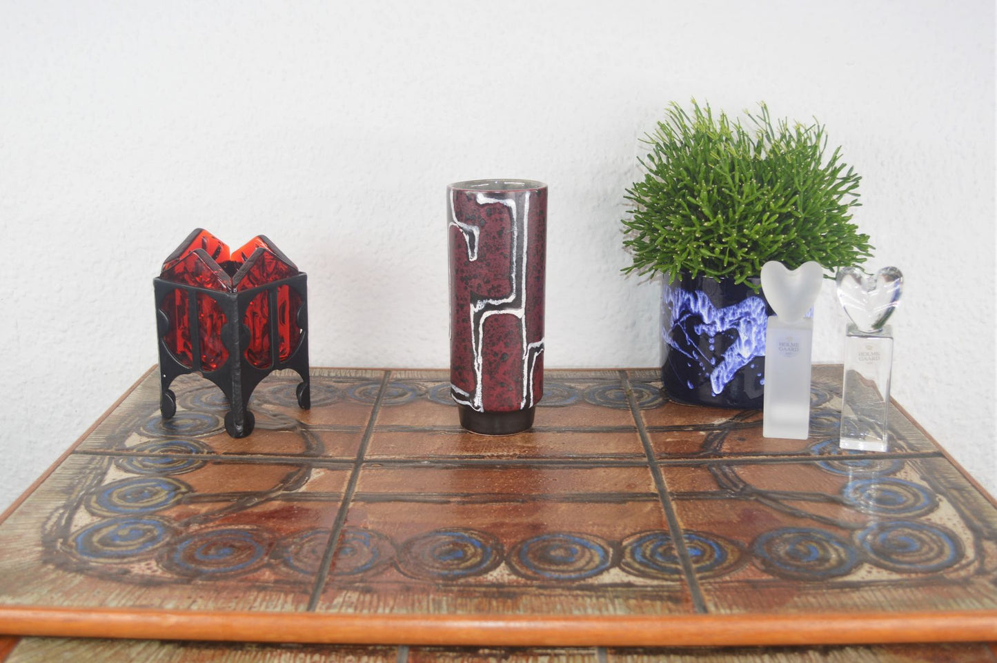 Mid-Century VEB Strehla Keramik Fat-Lava Design Vase 1960s DDR Vintage Studiokeramik ostdeutsche rote Fat-Lava Keramik