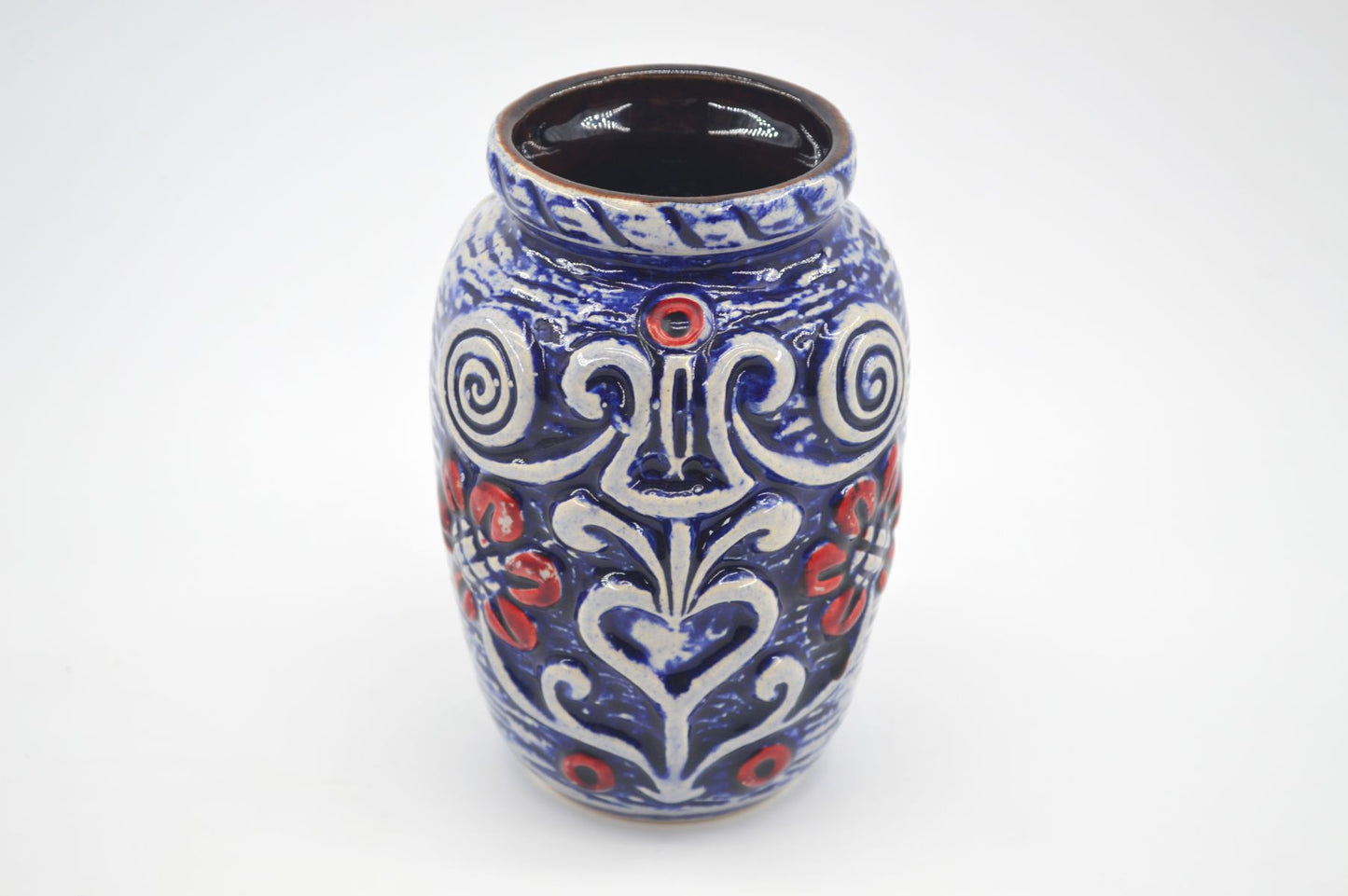 Westdeutsche Bay Keramik WGP Vase 68-14 Bodo Mans Design Fat-Lava Glasur 1960s Vintage