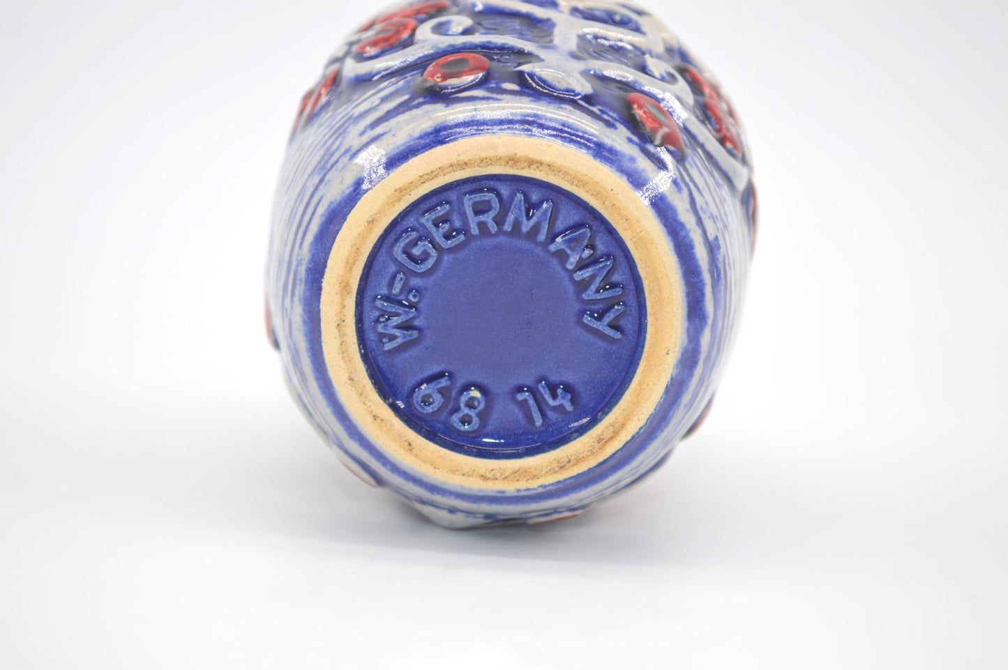 Westdeutsche Bay Keramik WGP Vase 68-14 Bodo Mans Design Fat-Lava Glasur 1960s Vintage