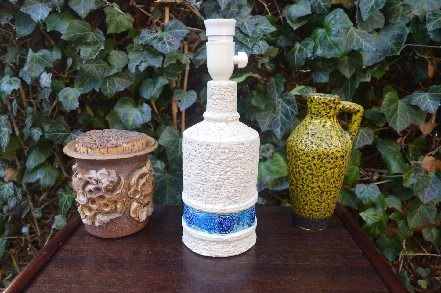 Vintage Benny Bartholdy Pedersen Denmark Studiokeramik Tischlampe 1960s Mid-Century ähnlich Bitossi Rimini Blue Design – dänische MCM Designlampe