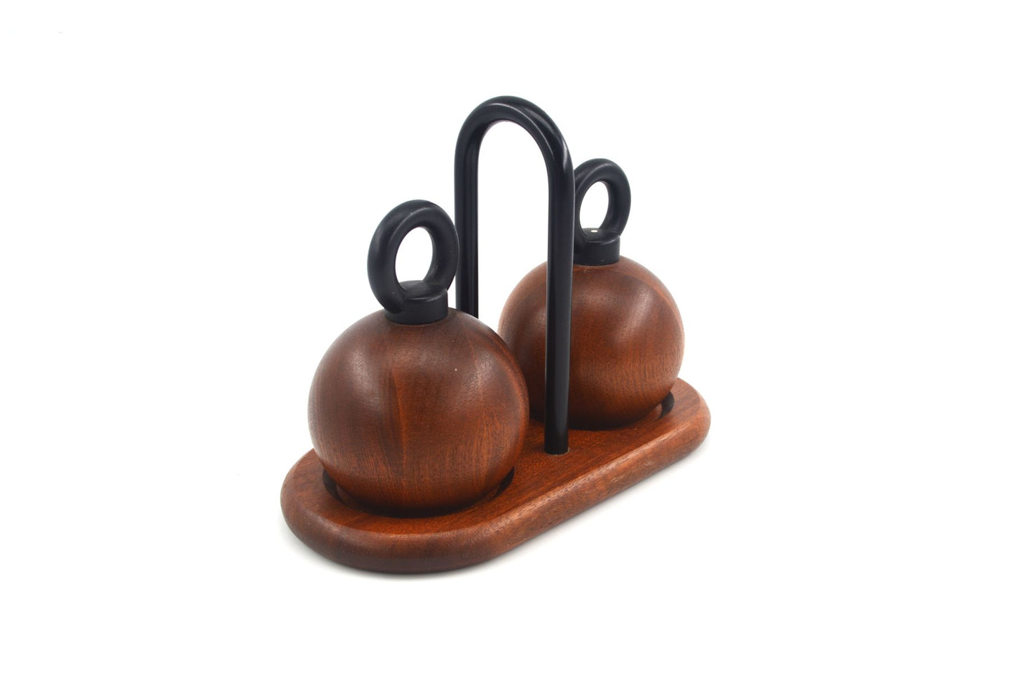MCM Bodum Denmark kugelförmige Teakholz Salz und Pfeffer Mühlen 1980s Richard Nissen Danish Modern Designklassiker - dänisches Vintage Design