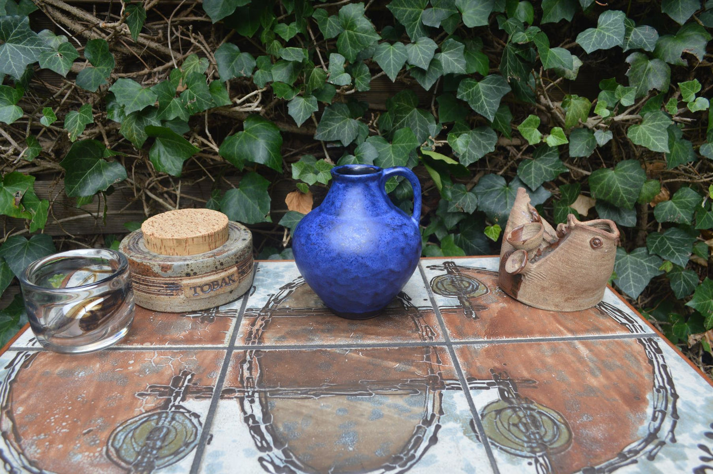 Mid-Century WGP Fritz van Daalen Keramik Fat-Lava Vase 103/15 1960s Blue Lava Design