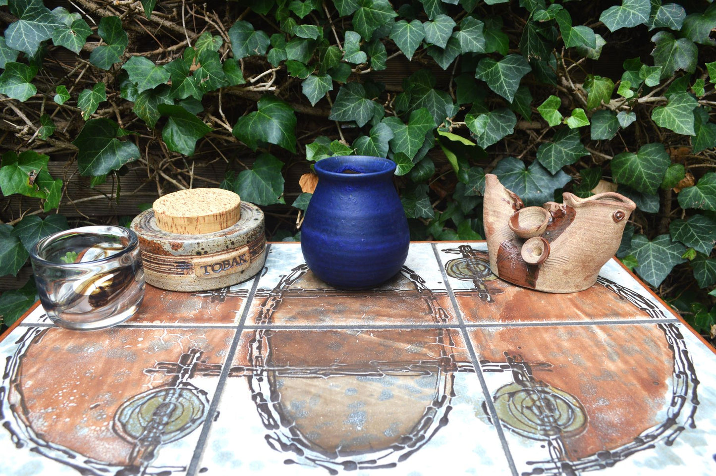 Töpfermeister Uwe Schellbach Studiokeramik Vase blaue Fat-Lava Glasur 1980s Kunstkeramik- Unikat