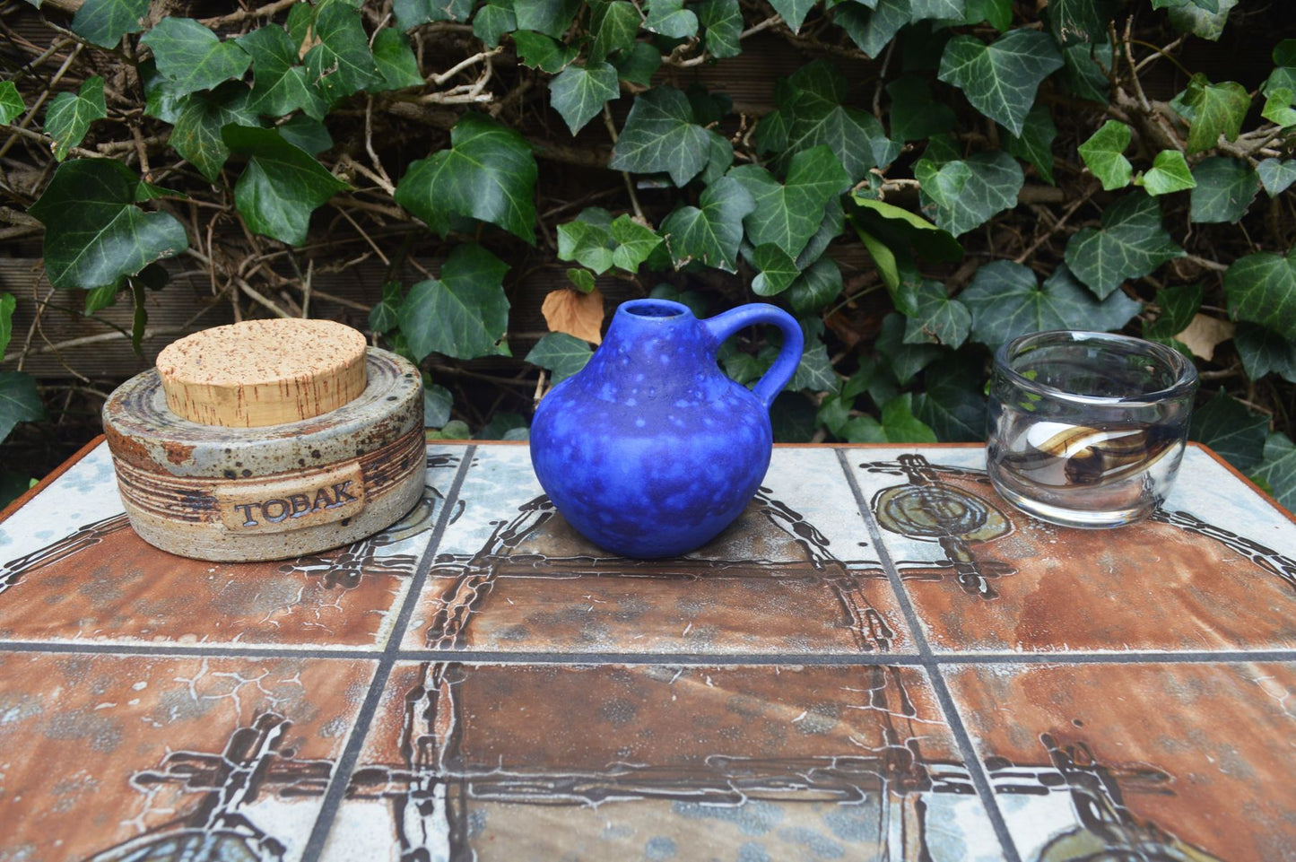 Mid-Century Hartwig Heyne Keramik WGP Fat-Lava Vase 1960s Blue Lava Design