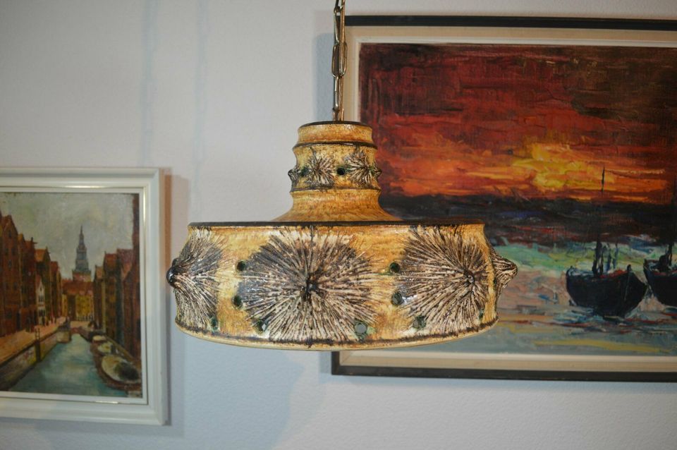 Mid-Century Jette Hellerøe Dänemark Hängelampe Studiokeramik 1970s Brutalistische Kunst