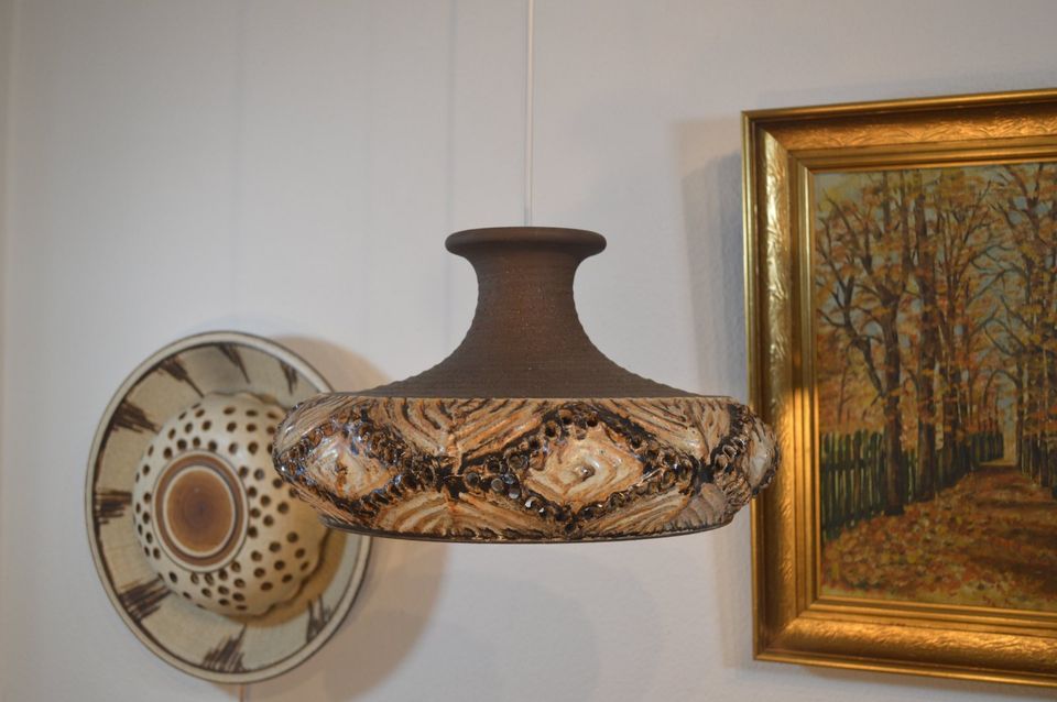 Unikat Demstrup Fat-Lava Studiokeramik Dänemark Hängelampe gefertigt von Ib Oluf Hansen 1970s Danish Design Moderne Kunstkeramik Lampe