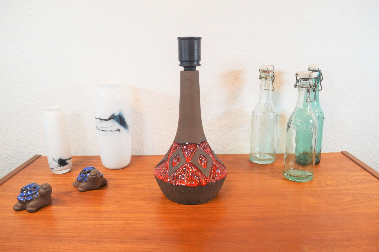 Mid-Century 1960s Popart Studiokeramik Lampe Denmark Fat-Lava Danish Design