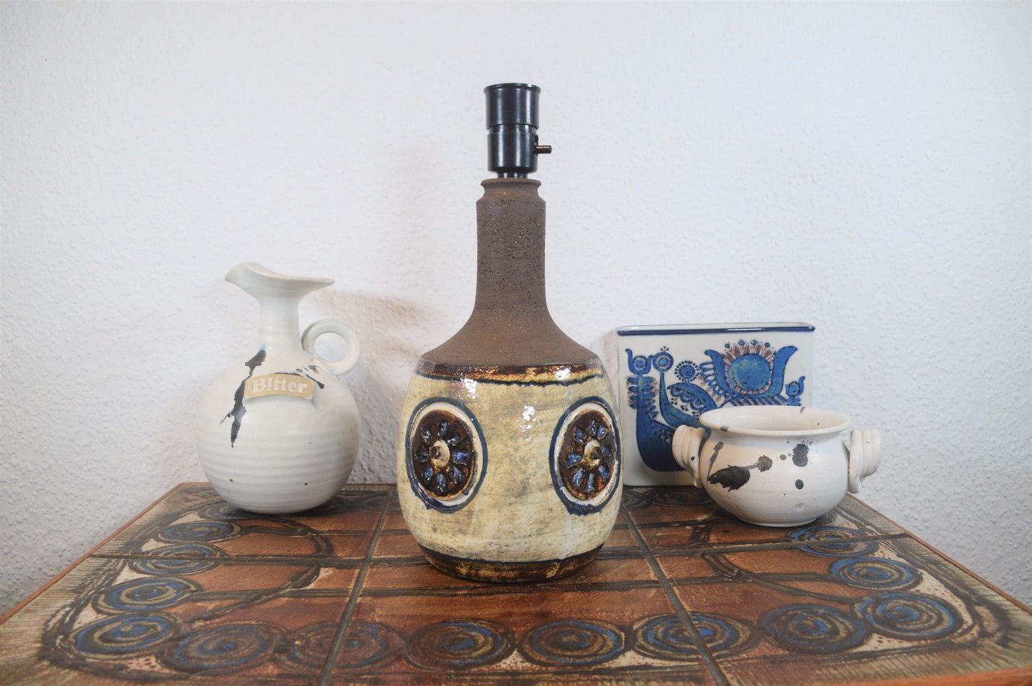 Mid-Century Jette Helleroe für Axella Stentøj Studiokeramik Tischlampe 630 1970s Danish Modern Design