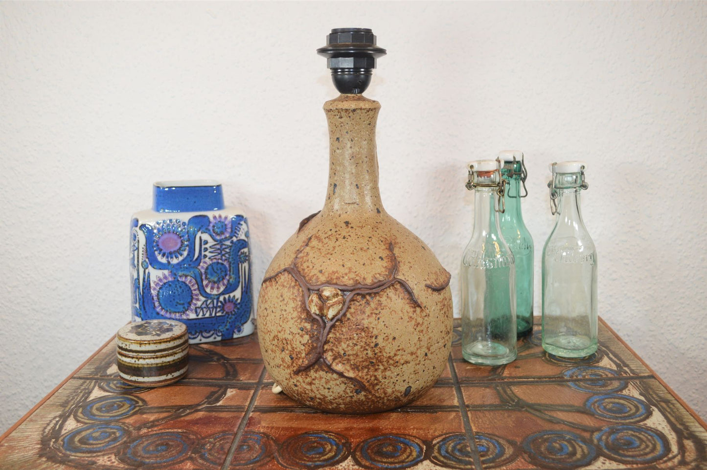 Mid-Century Mette Lokke Stiil Danmark Studiokeramik Lampe Unikat 1970er Jahre handgefertigte dänische Brutalistische Kunstkeramik Danish Design