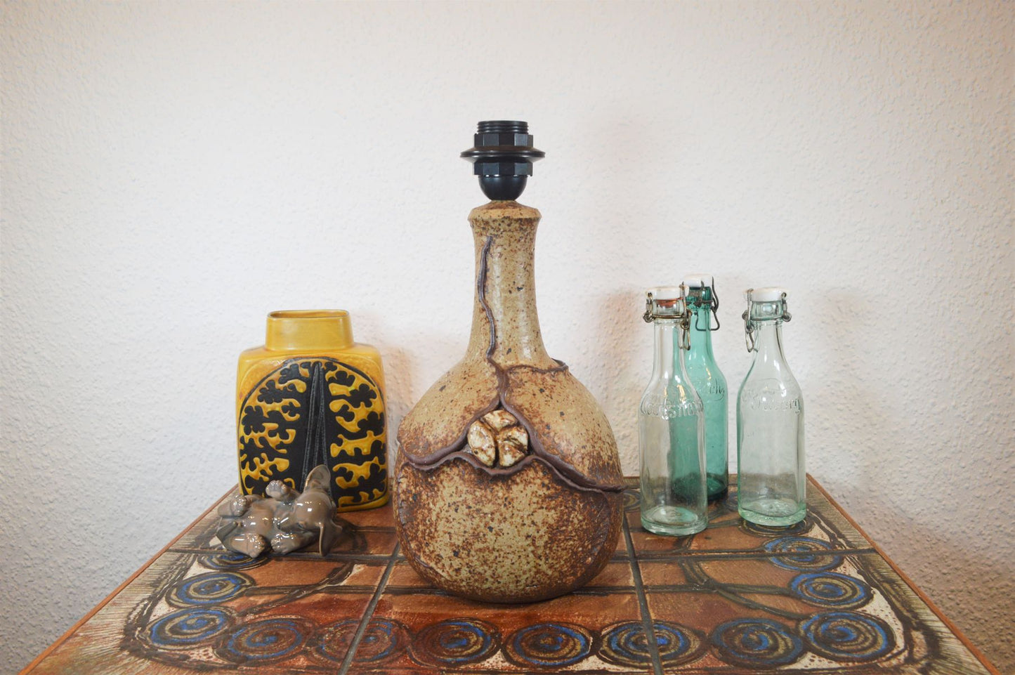 Mid-Century Mette Lokke Stiil Danmark Studiokeramik Lampe Unikat 1970er Jahre handgefertigte Brutalistische Kunstkeramik Danish Design