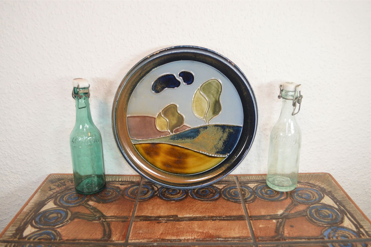 WGP Ursula Schmidt Vollerwiek 1980er Jahre Studiokeramik Wandteller signiert Abstrakte Moderne Kunstkeramik