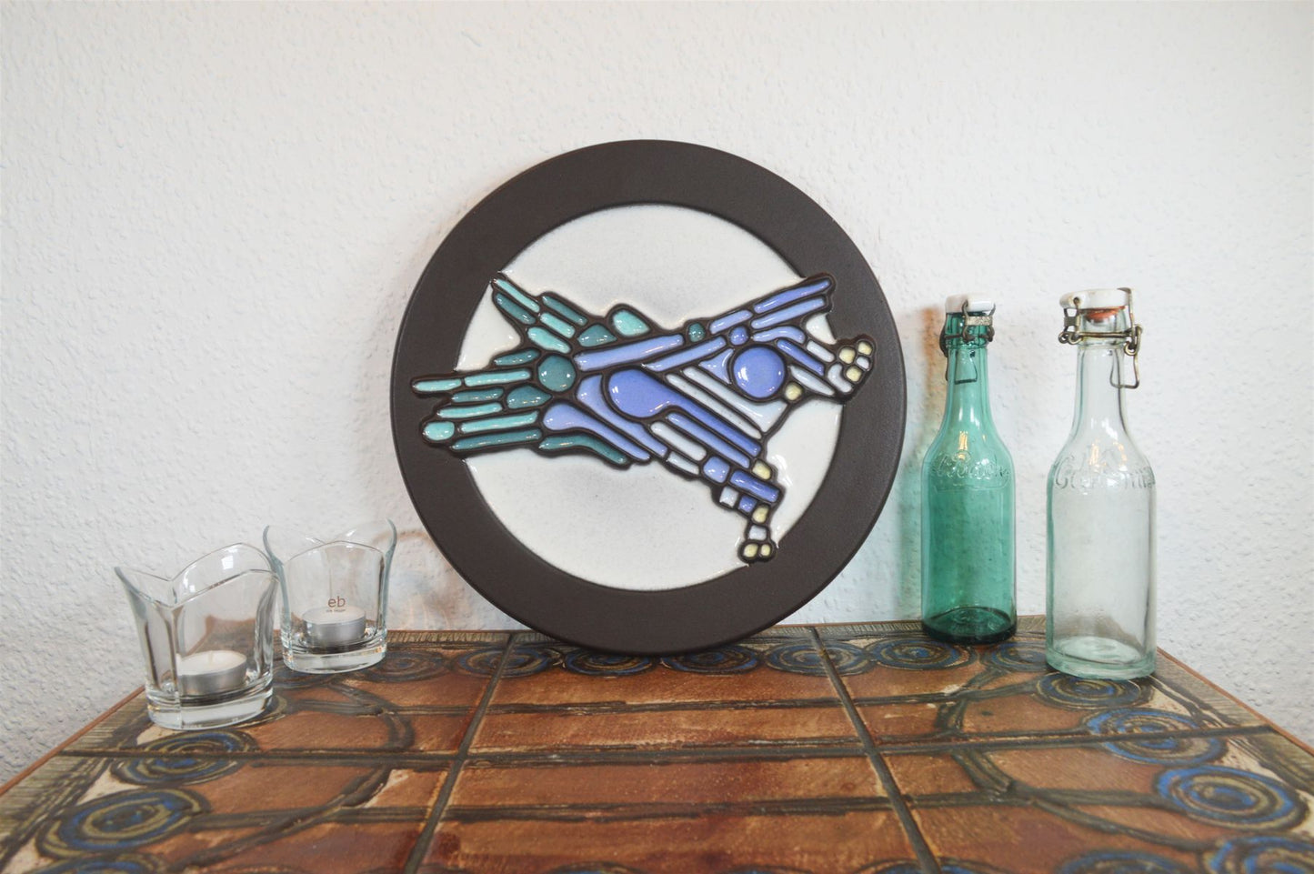 Vintage space-age design ceramic wall plate WGP 1970s pop art design