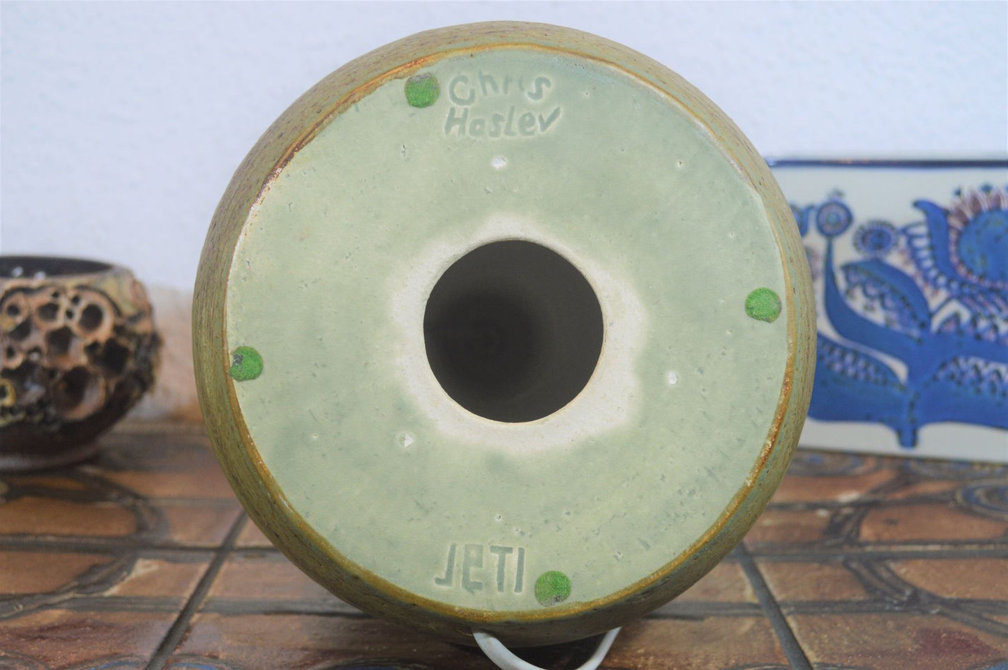 Große Borge Christoffersen Design Haslev Keramik Lampe 1960s Danish Design