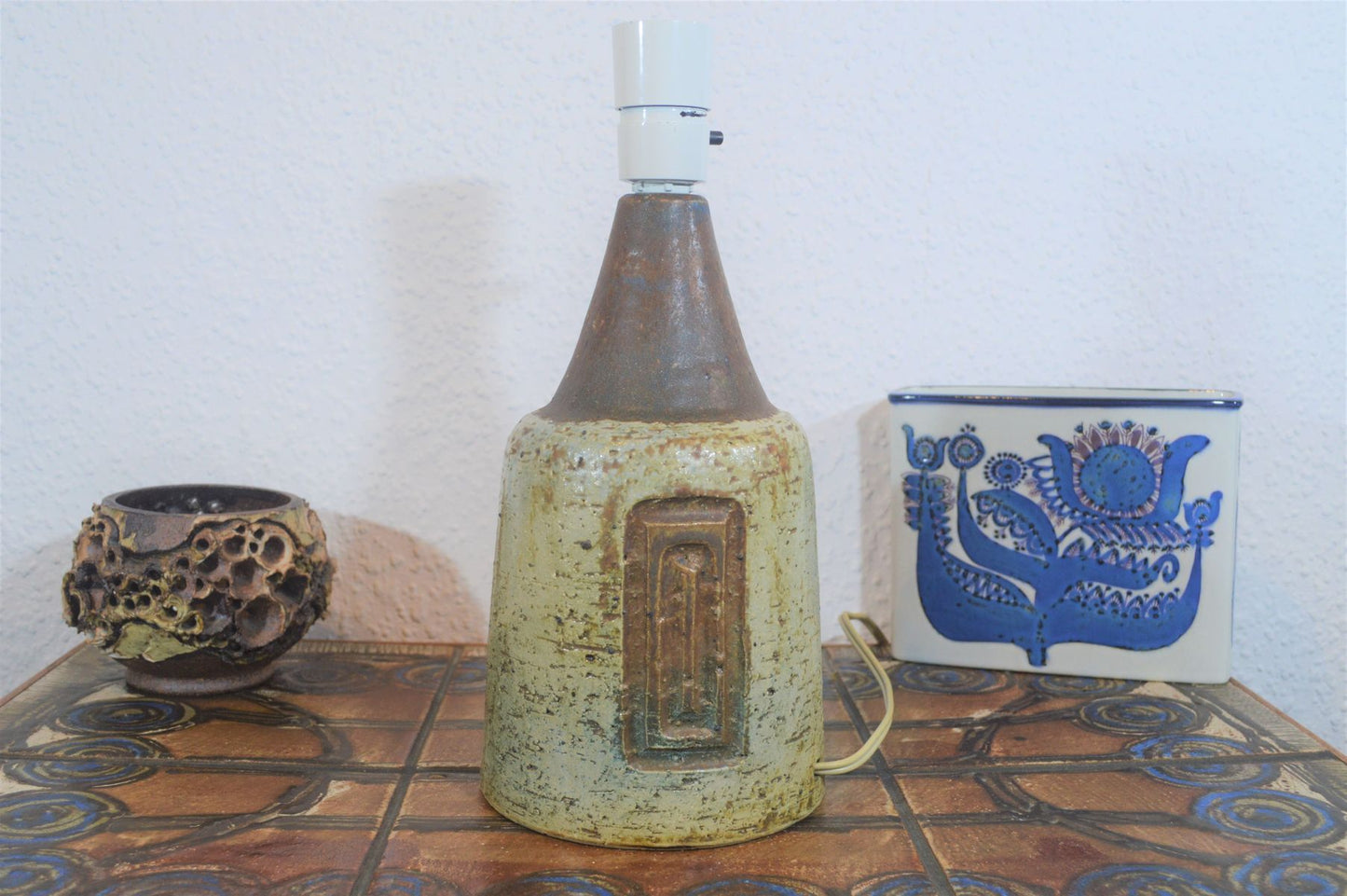 Mid-Century Sejer Unic Keramik Tischlampe Fridtjof Sejersen Danmark Studiokeramik Dänemark 1960s Brutalistische Dänische Keramik
