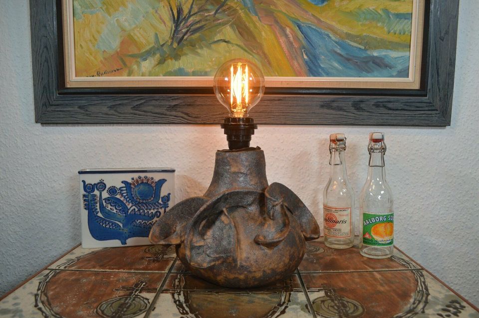 Mid-Century Studio Keramisk Lampe Signeret Brutalistisk / Brutalistisk Design fra 1960'erne