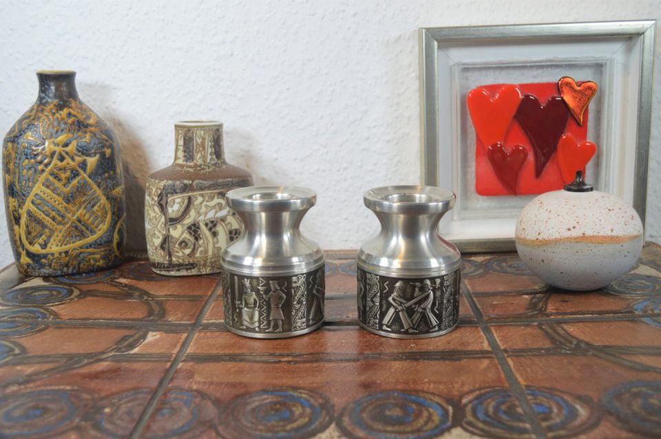Mid-Century Viking Design Norsk Tinn Pewter Zinn Kerzenhalter 1960s