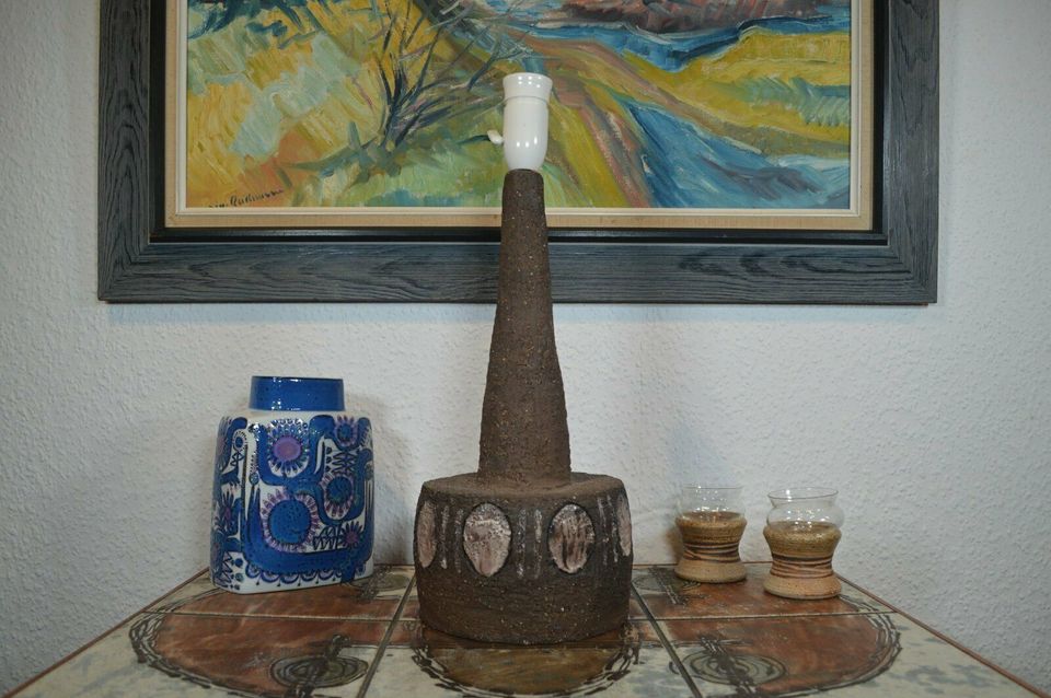 Große Mid-Century Studiokeramik Tischlampe 1970s G.P. Keramik Denmark Brutalistische Kunstkeramik Danish Modern Design