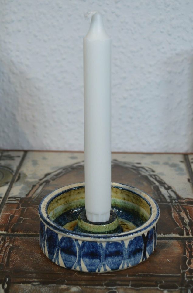 Jette Hellerøe 1970s design candle holder studio ceramics Denmark to teak