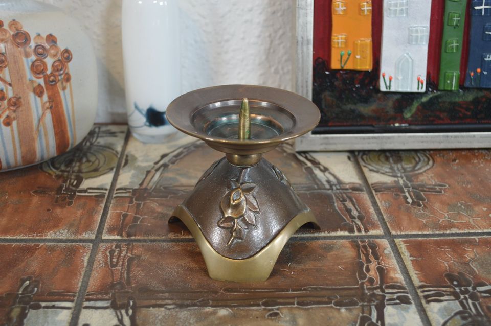 Mid-Century Aedel Malm Denmark Bronze Candle Holder 1960s Danish Design