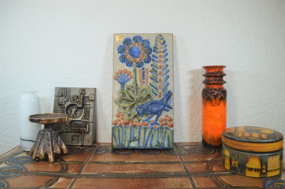 Michael Andersen Bornholm Keramik Wandplatte 6216 Marianne Starck Design 1960s Dänemark