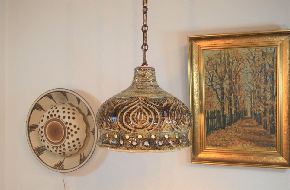 Jette Hellerøe für Axella Stentøj Denmark Danish Design Hängelampe 1970s Danish Brutalist Design