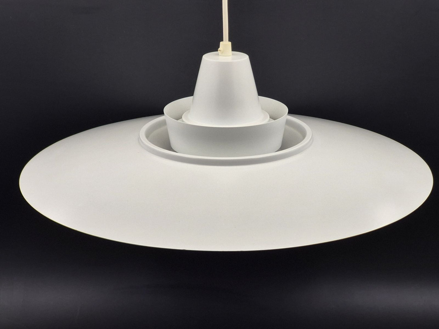 Seltene große Danish Modern David Super-Light Denmark Type 240 Aluminium Pendellampe Mogens Davidsen Design 1970’s Superlight AS Designlampe