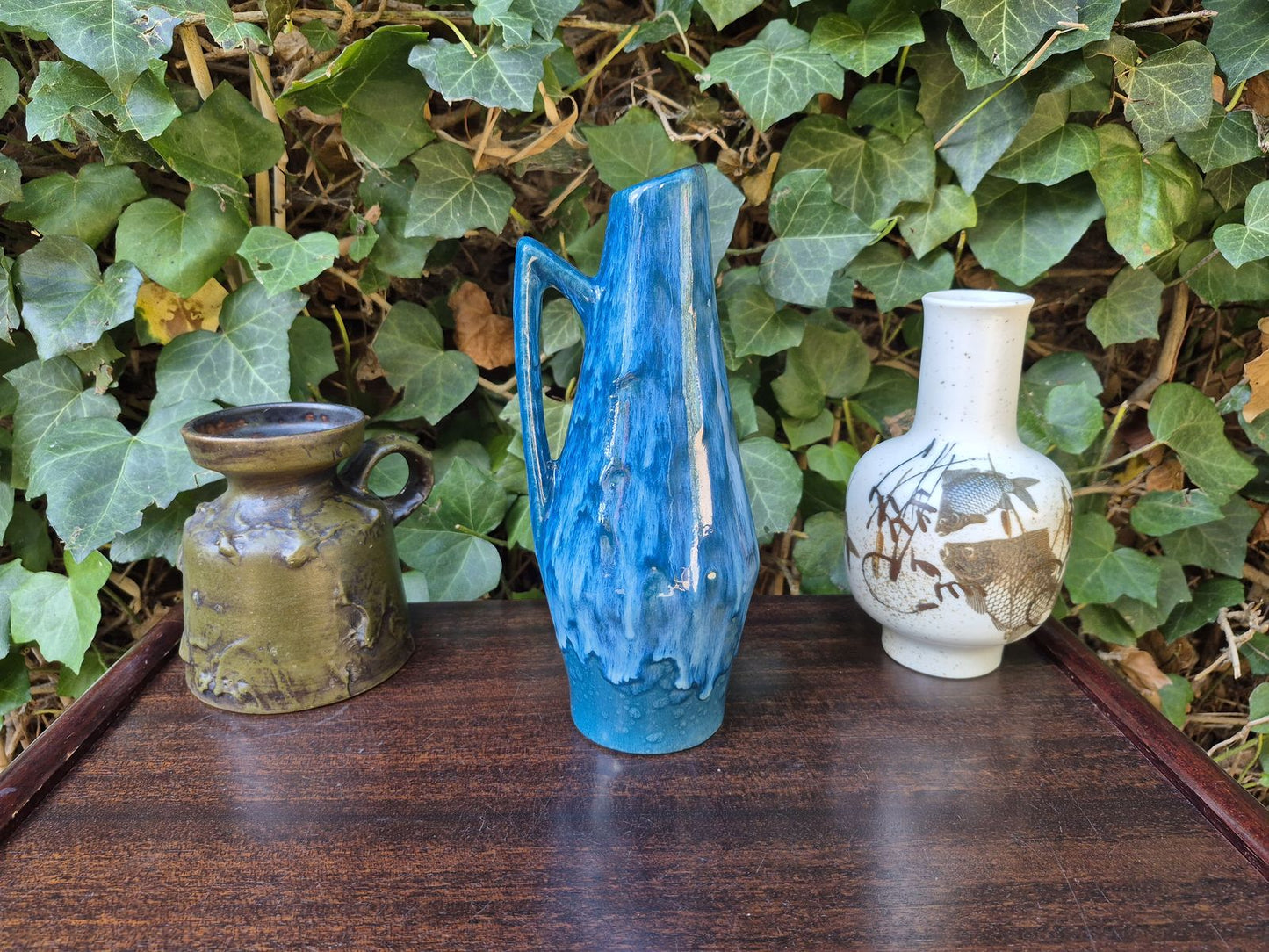 WGP Scheurich Keramik Fat-Lava Keramik Vase 271/22 Heinz Siery Design 1960s West German rote- und blaue Fat-Lava Glasur Pop-Art Design