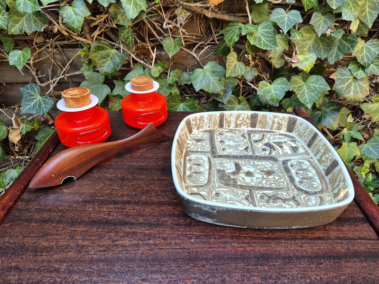 Vintage Royal Copenhagen 719/2884 Fajance Schale Dänemark, Nils Thorsson Design, Danish Design 1960er Jahre Baca Serie MCM Designklassiker