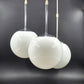 Seltene Mid-Century Odreco Typ 439 Dänemark Bauhaus Design Pendelleuchte  – dänische Vintage Pendelleuchte mit weißen Opalglas Lampenschirmen - Space Age Design Mondlampe