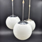 Seltene Mid-Century Odreco Typ 439 Dänemark Bauhaus Design Pendelleuchte  – dänische Vintage Pendelleuchte mit weißen Opalglas Lampenschirmen - Space Age Design Mondlampe