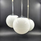 Seltene Mid-Century Odreco Typ 439 Dänemark Bauhaus Design Pendelleuchte  – dänische Vintage Pendelleuchte mit weißen Opalglas Lampenschirmen - Space Age Design Mondlampe